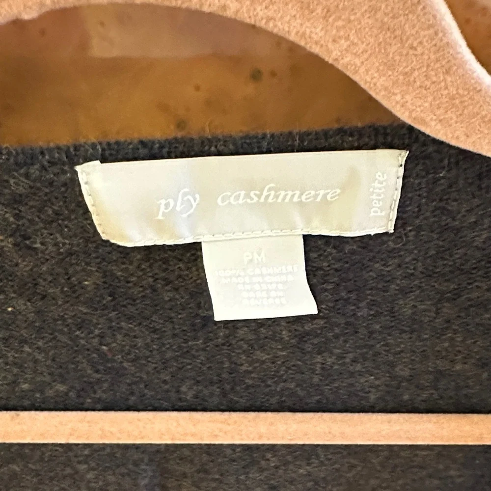 Ply Cashmere Dark Gray Open Cardigan - Picture 2 of 4
